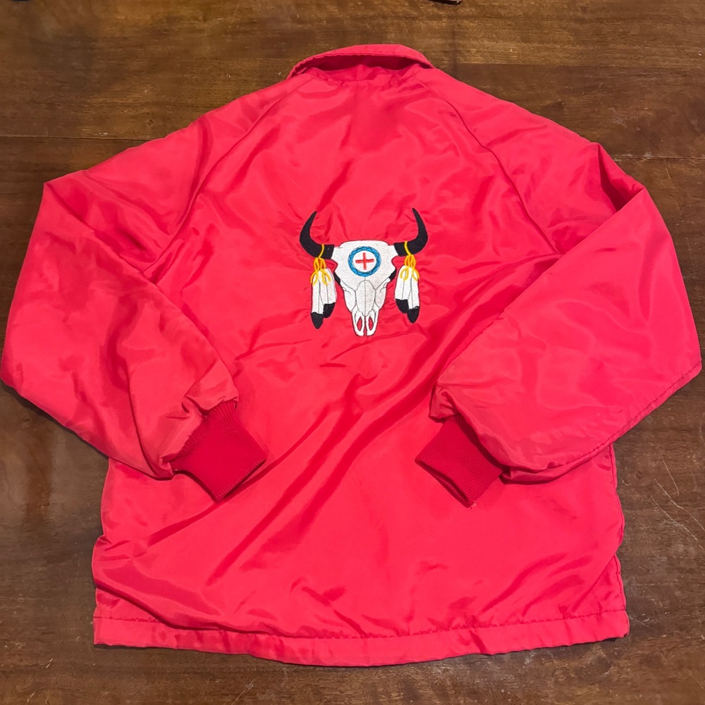 Northwind USA Vintage Red Jacket Western Native Look Bull Skull Embroidery Small - Picture 5 of 7